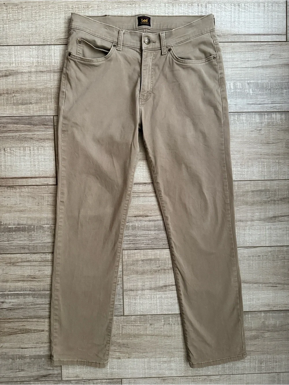 Lee Men's Khaki Tan Casual Pants Trousers Slim Straight Fit Size 32x29